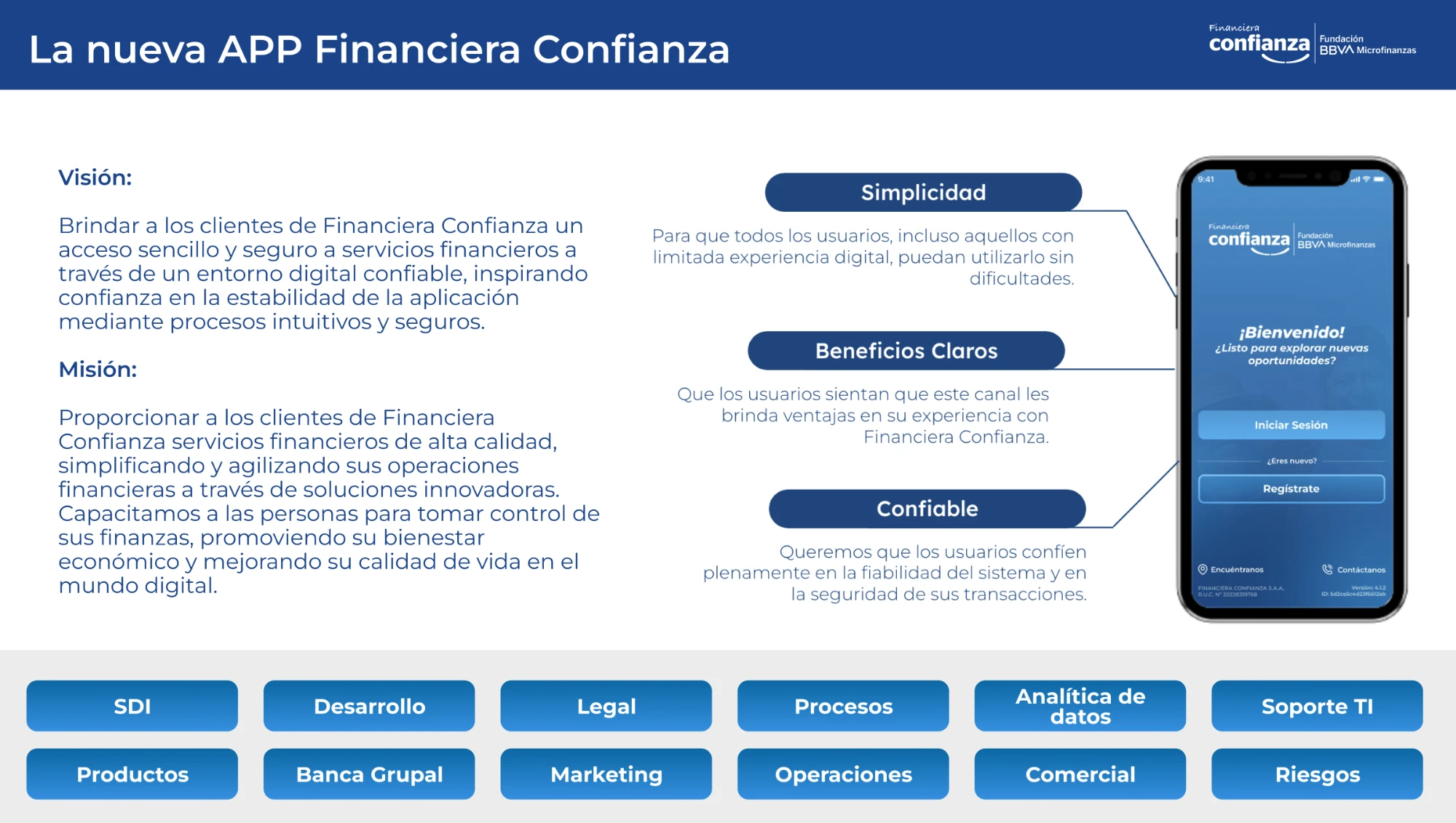 Visión, misión y principios de diseño de la nueva app